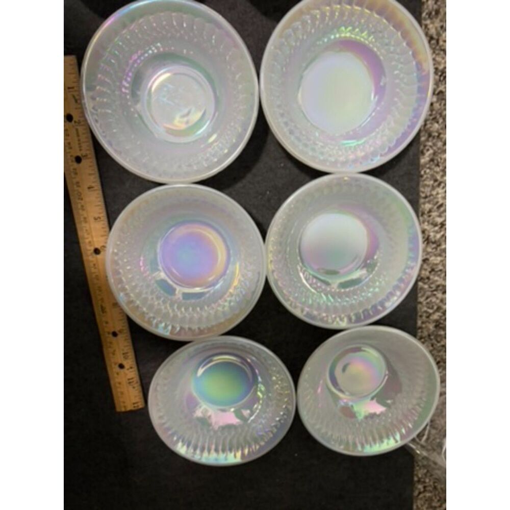 FEDERAL GLASS IRIDESCENT CARNIVAL Moonglow 6 small bowls